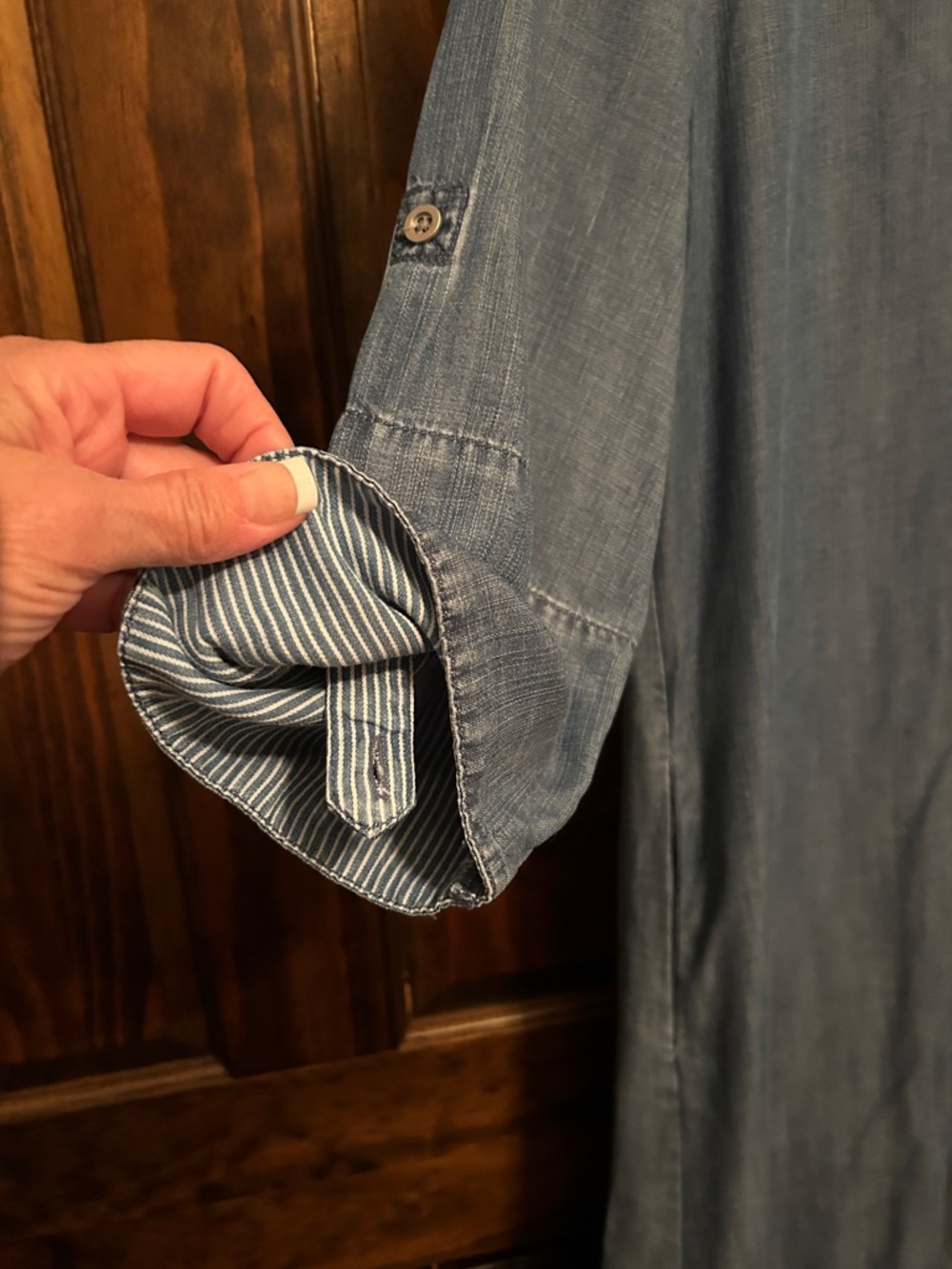 Chico's Denim-Style Midi Shirt Dress in Blue - Picture 4 of 8